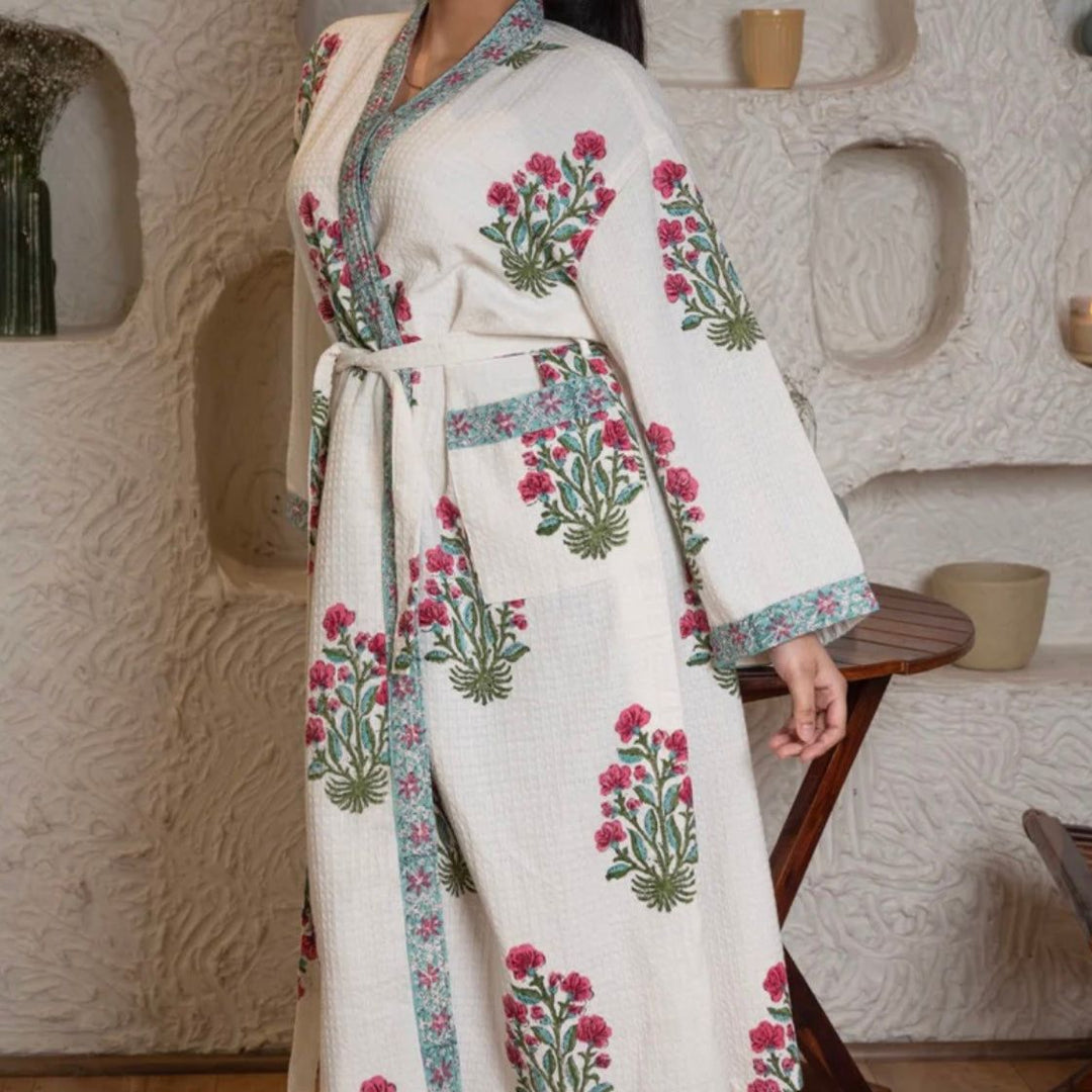 Handcrafted Cotton Women Robe – Comfortable & Stylish