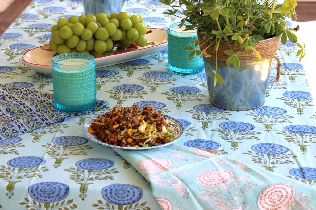 Levante Tablecloth - Handblock Print Cotton Tablecloth
