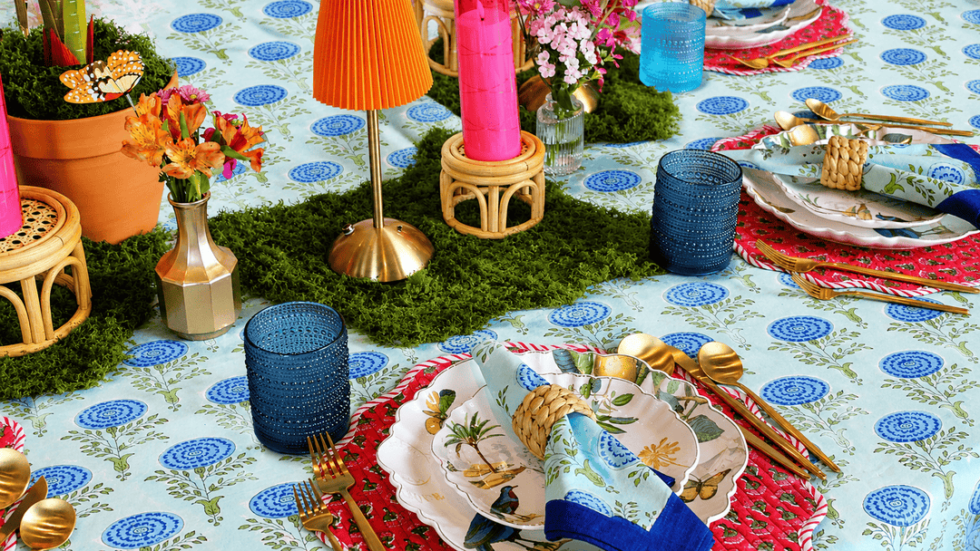 Levante Tablecloth - Handblock Print Cotton Tablecloth