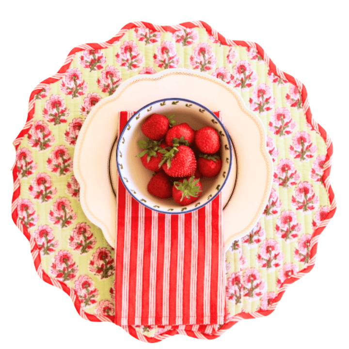 Rosette Stripe - Quilted Cotton Placemats (Set of 4)