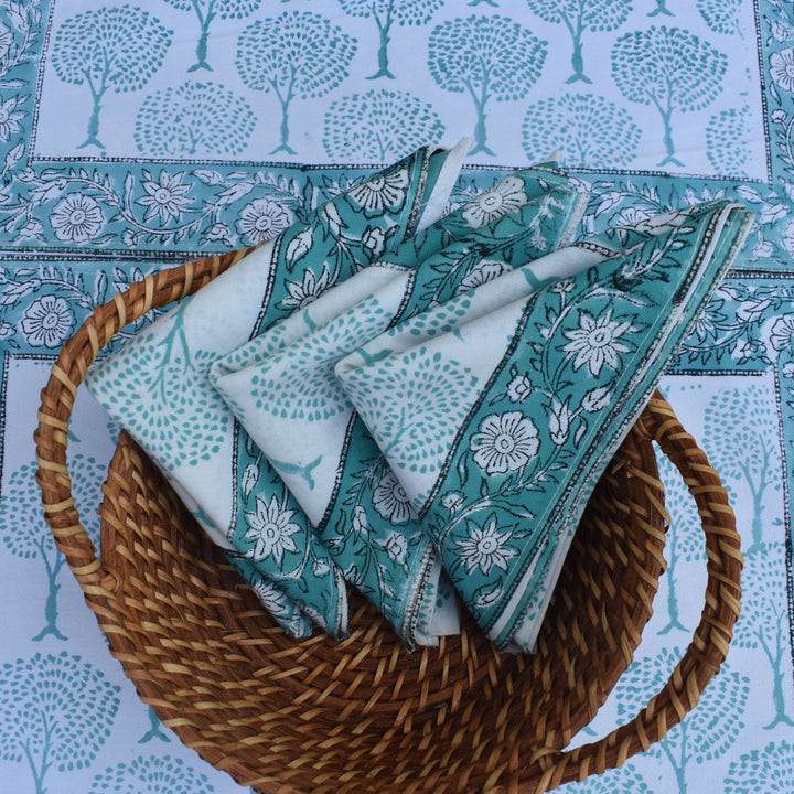 Hand Block Printed Napkins – Elegant Dining Essentials (Set of 6)