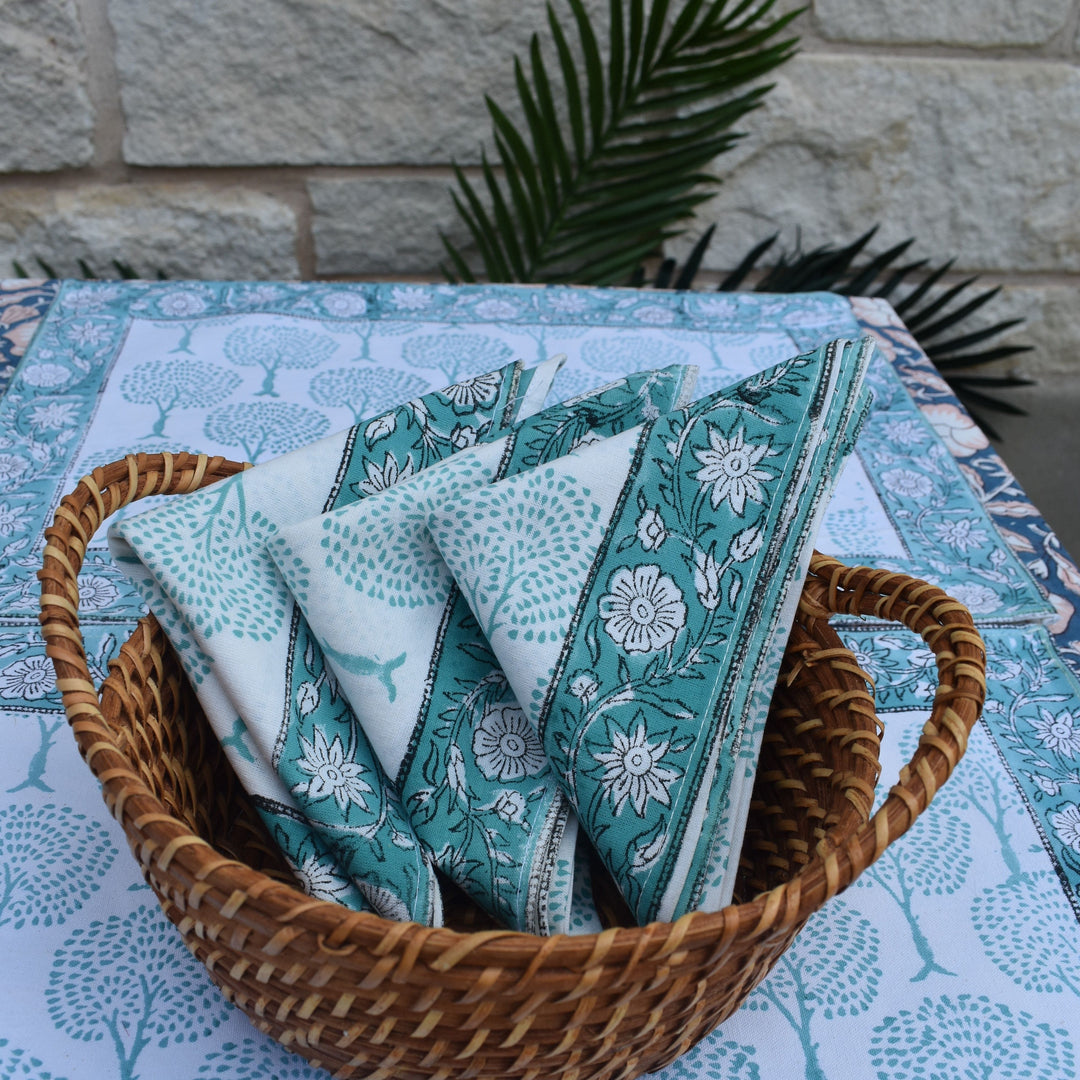 Hand Block Printed Napkins – Elegant Dining Essentials (Set of 6)