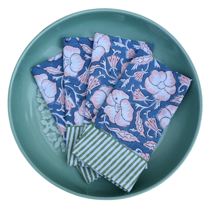 Hand Block Printed Napkins – Elegant Dining Essentials (Set of 6)