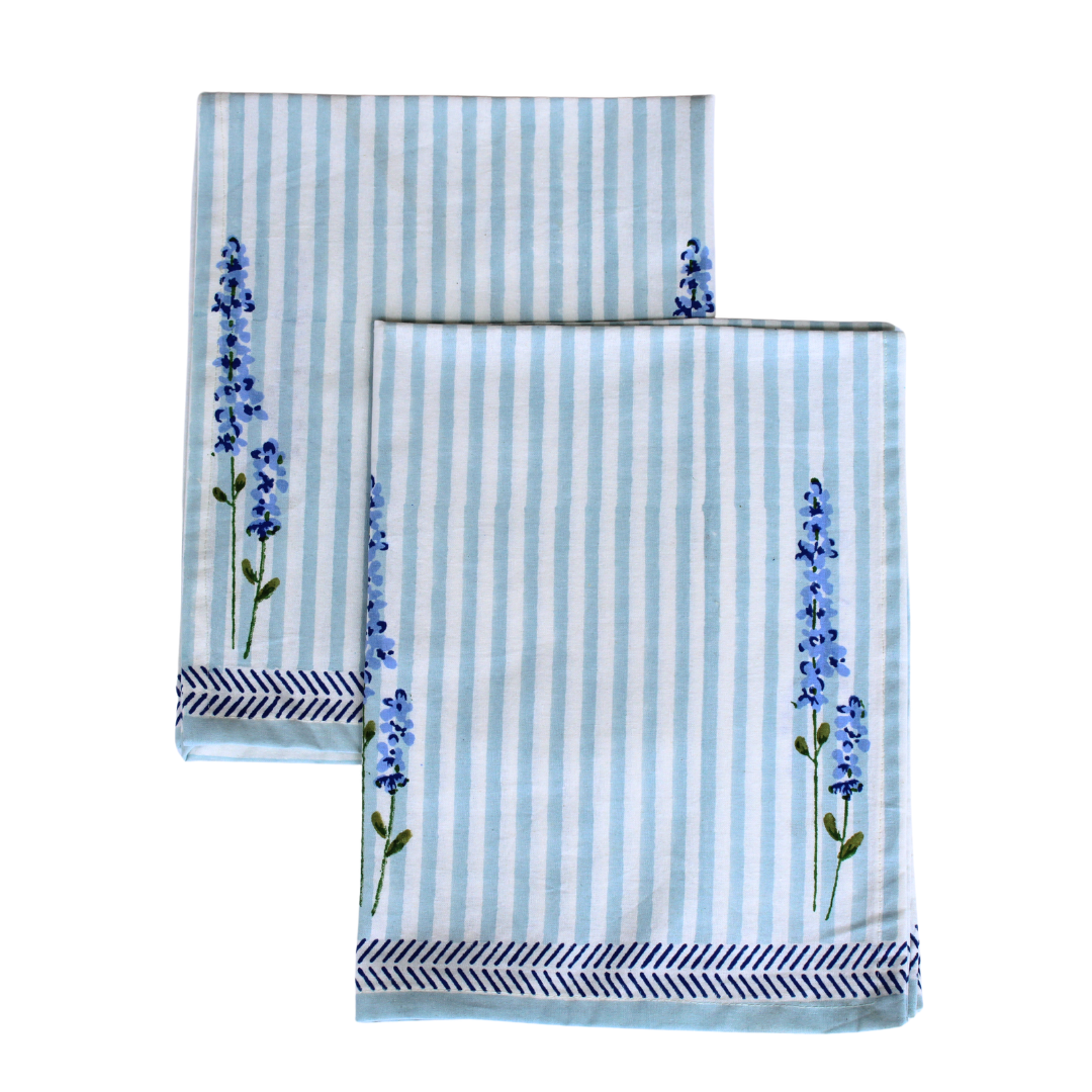 Bluebell Stripe Cotton Tea Towels – Set of 2