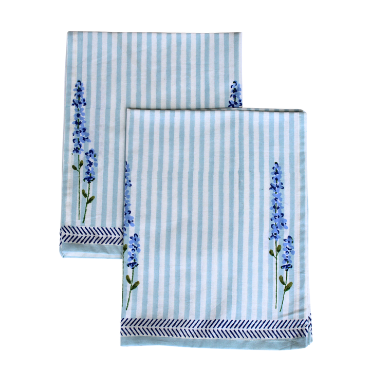 Bluebell Stripe Cotton Tea Towels – Set of 2