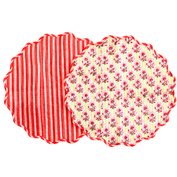 Rosette Stripe - Quilted Cotton Placemats (Set of 4)