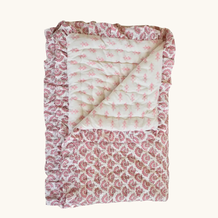 Handblock Print Throw Blanket - Quilted Cotton
