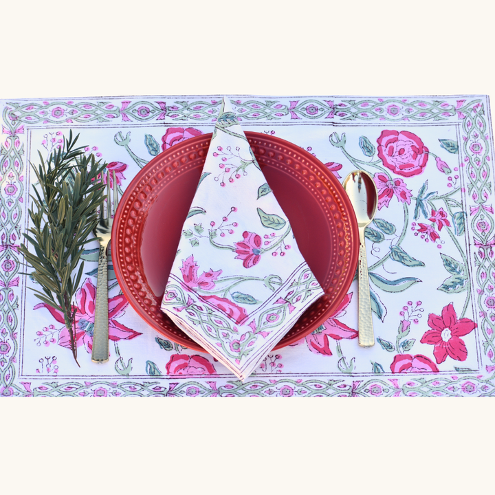 Mistletoe Rose - Canvas Cotton Placemats (Set of 4)