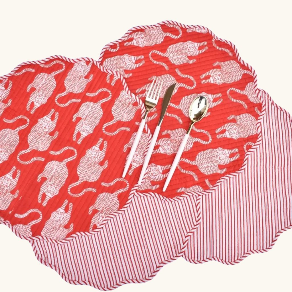 Red Safari - Quilted Cotton Placemats (Set of 4)