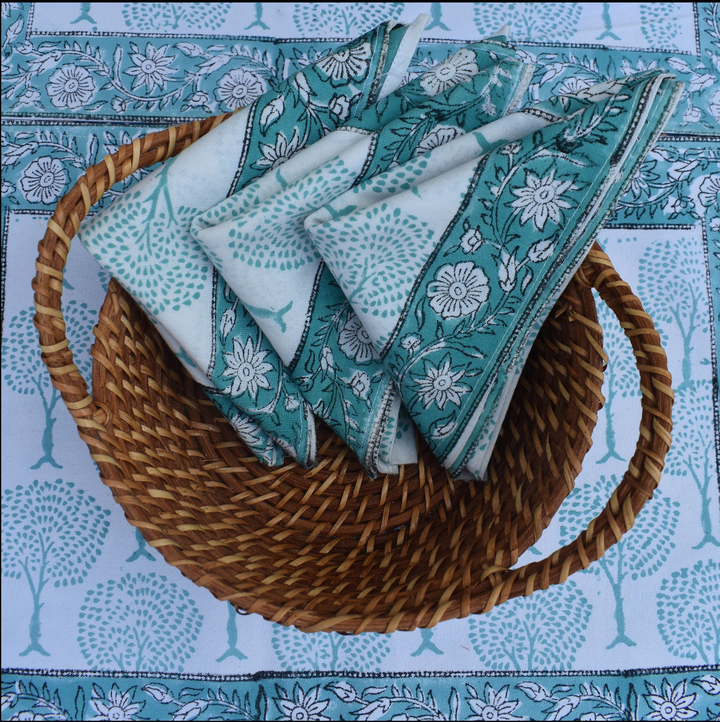 Hand Block Printed 6 Placemats & 6 Napkins Gift Set