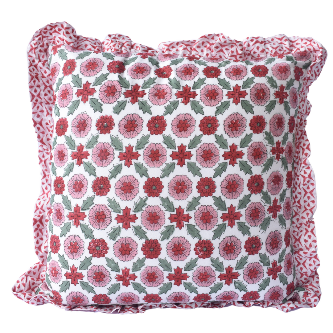 Hand Block Printed Decorative Cushion - Elegant & Timeless