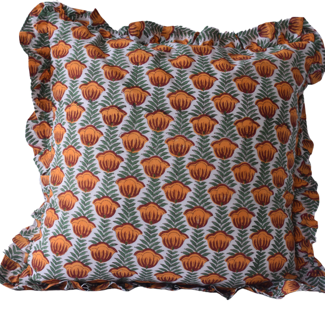 Hand Block Printed Decorative Cushion - Elegant & Timeless