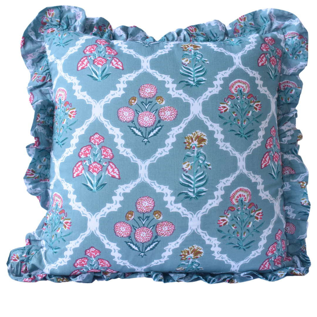 Hand Block Printed Decorative Cushion - Elegant & Timeless