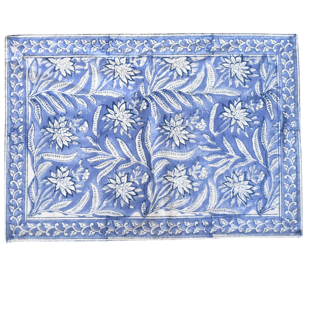 Handcrafted Canvas Placemats – Blue & White (Set of 6)