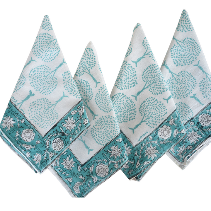 Hand Block Printed Napkins – Elegant Dining Essentials (Set of 6)