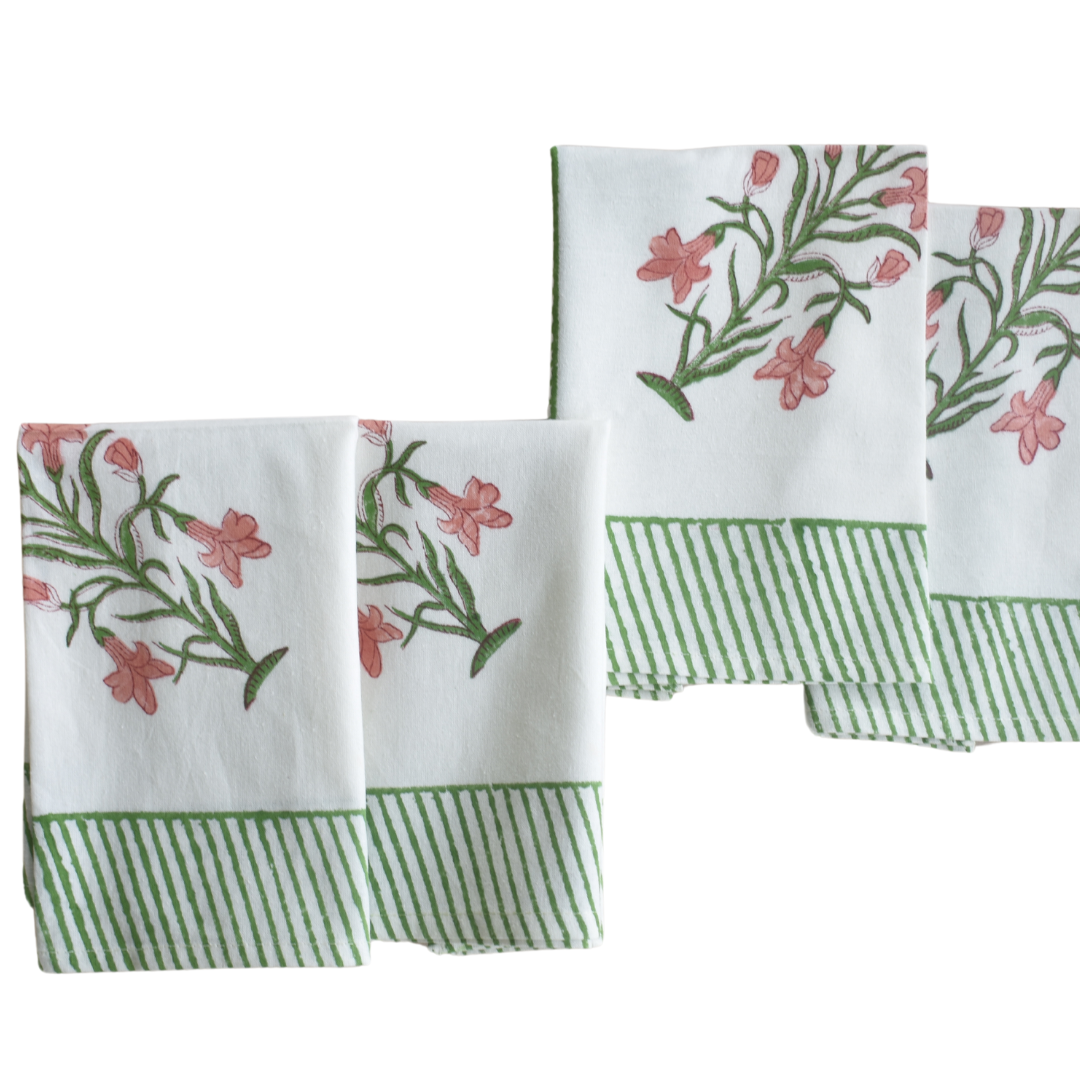 Hand Block Printed Napkins – Elegant Dining Essentials (Set of 6)