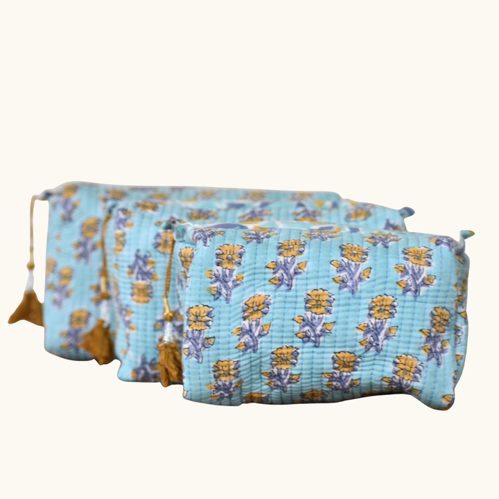 Blue and Marigold Cosmetic Pouch