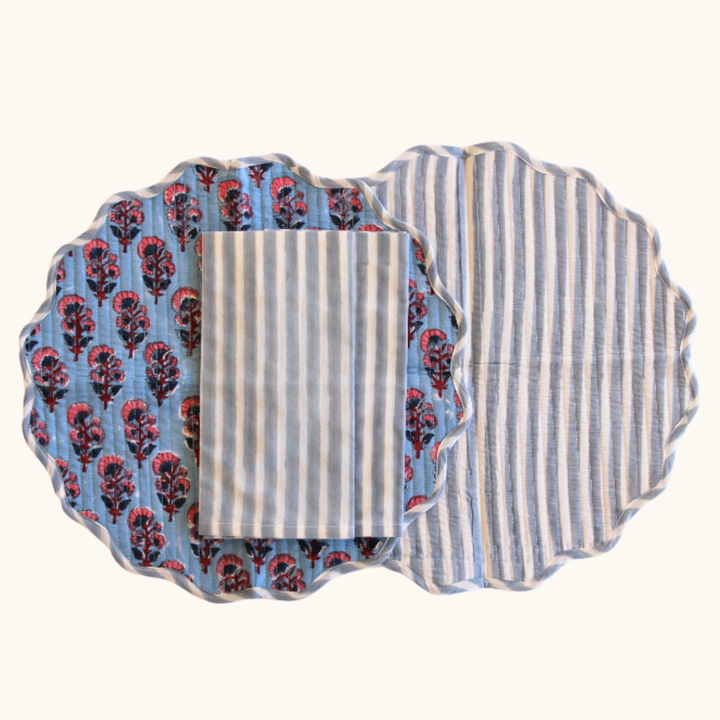 Coastal Bloom - Quilted Cotton Placemats (Set of 4)