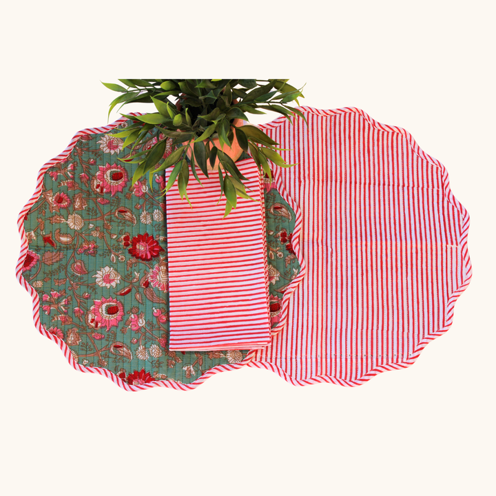 Parisian Red Stripe - Cotton Table Napkins (Set of 4)