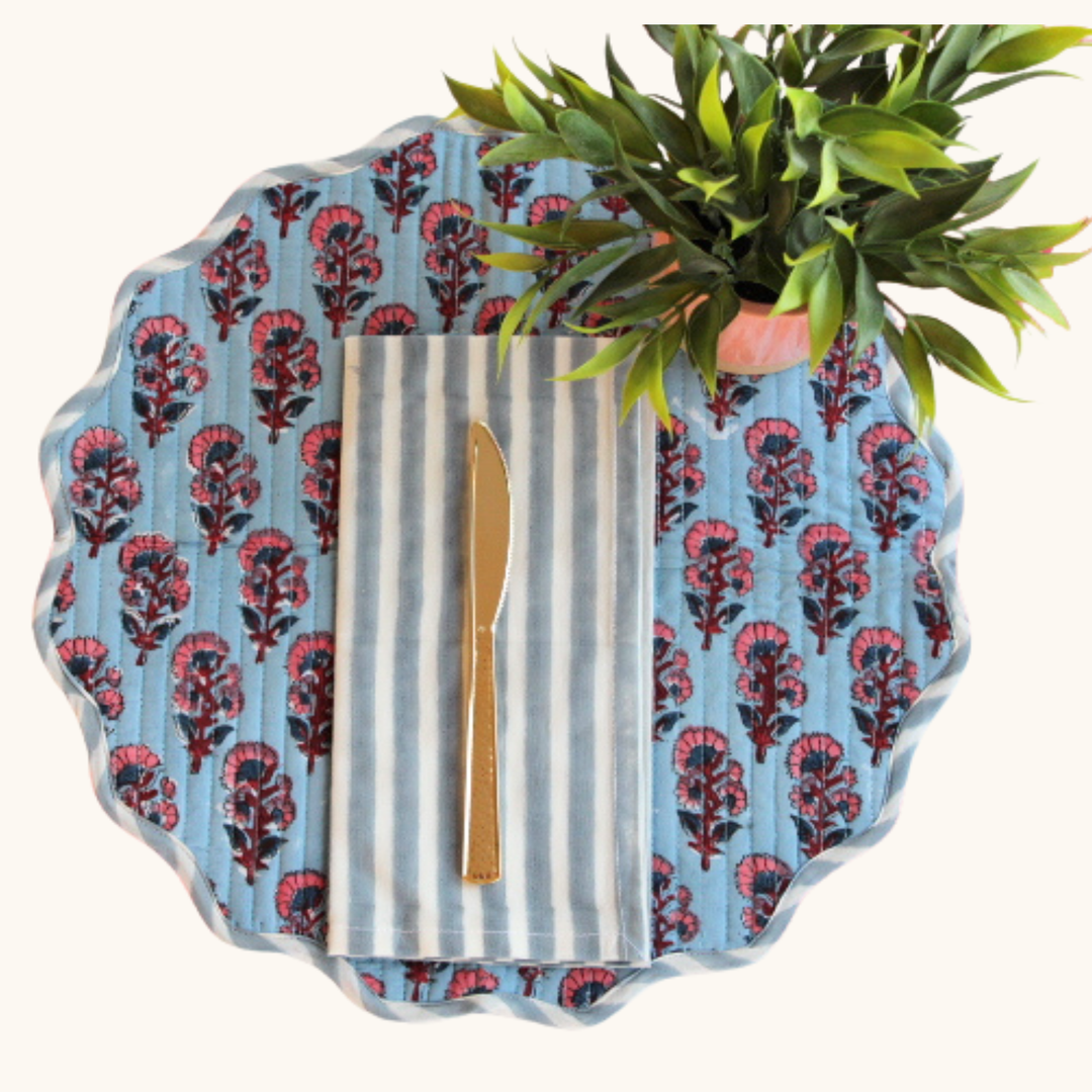 Coastal Bloom - Quilted Cotton Placemats (Set of 4)