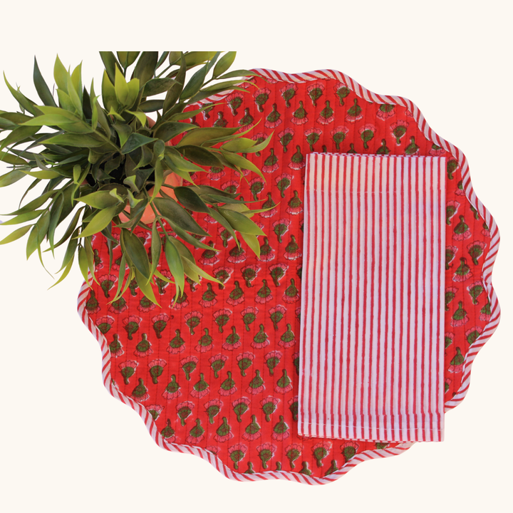 Pomegranate Bloom - Quilted Cotton Placemats (Set of 4)