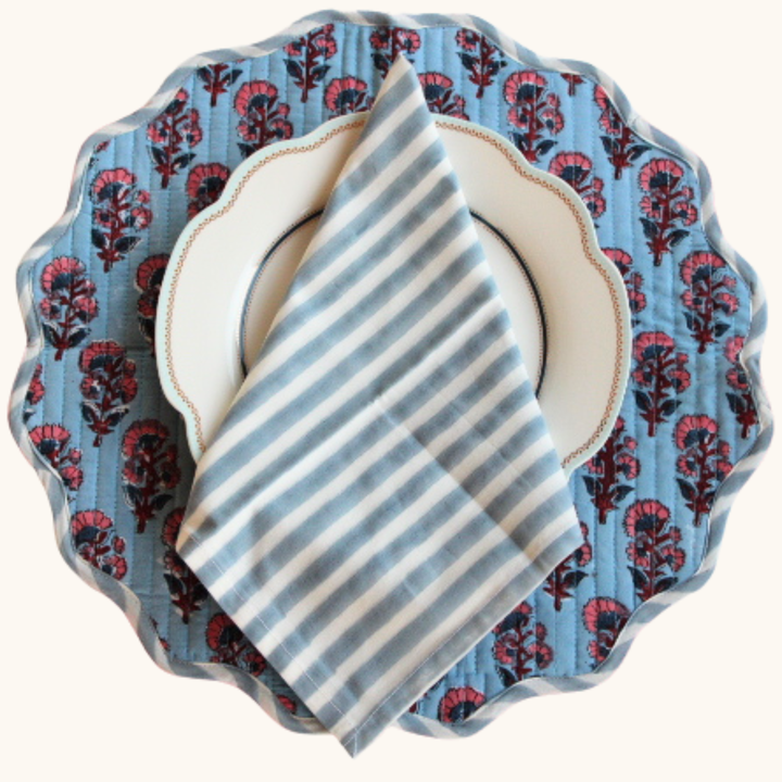Coastal Bloom - Quilted Cotton Placemats (Set of 4)