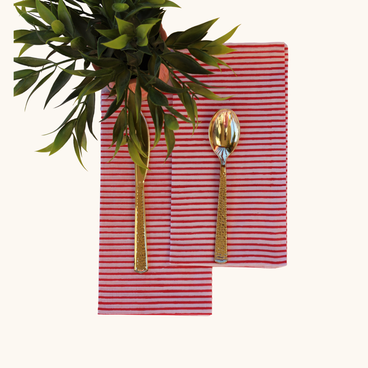 Parisian Red Stripe - Cotton Table Napkins (Set of 4)