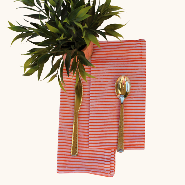 Coral Coast Stripes - Cotton Table Napkins (Set of 4)