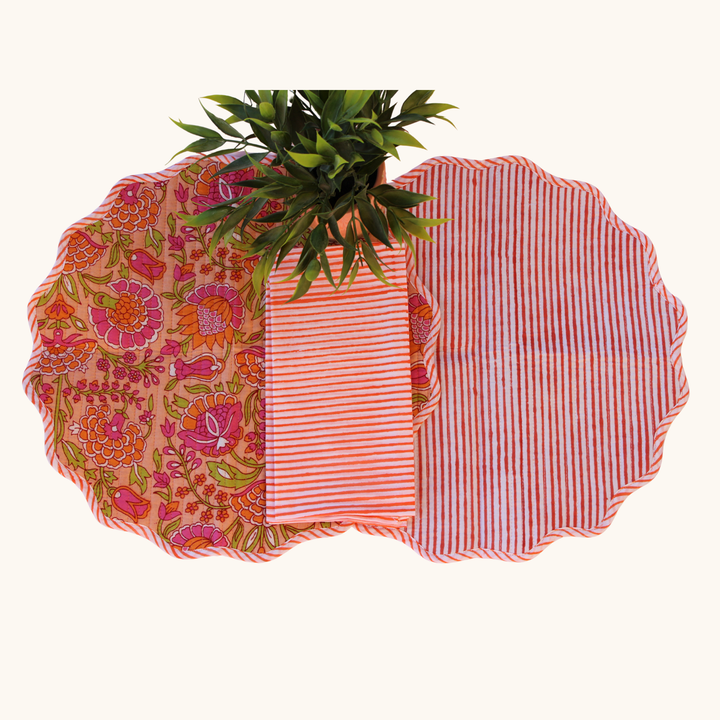 Orange Sunset - Quilted Cotton Placemats (Set of 4)